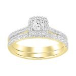 LADIES BRIDAL RING SET 1/2 CT PRINCESS/ROUND DIAMOND 14K YELLOW GOLD