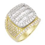 MEN'S RING 4 CT ROUND/BAGUETTE  DIAMOND 10K YELLOW/WHITE GOLD