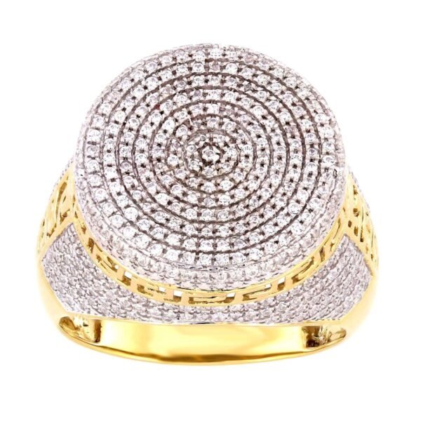 MEN'S RING 2 CT ROUND DIAMOND 10K YELLOW GOLD