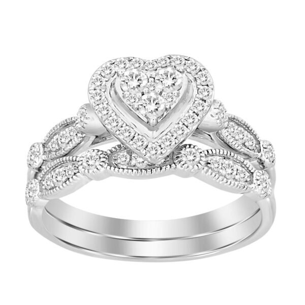 LADIES BRIDAL RING 1 CT ROUND DIAMOND 14K WHITE GOLD
