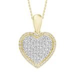 LADIES PENDANT 1/3 CT ROUND/BAGUETTE DIAMOND 10K YELLOW GOLD