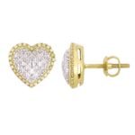 LADIES EARRING 1/2 CT ROUND/BAGUETTE DIAMOND 10K YELLOW GOLD