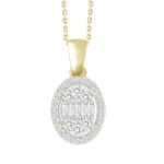 LADIES PENDANT 1/5 CT ROUND/BAGUETTE DIAMOND 10K YELLOW GOLD