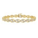 LADIES BRACELET 1/4 CT ROUND DIAMOND SILVER YELLOW PLATED