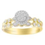 LADIES BRIDAL RING SET 1/4 CT ROUND DIAMOND 10K YELLOW GOLD