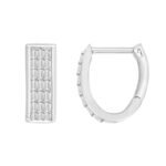 LADIES HOOPS 1/4 CT ROUND/BAGUETTE DIAMOND 10K WHITE GOLD
