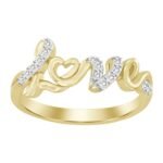 LADIES RING 1/10 CT ROUND DIAMOND 10K YELLOW GOLD