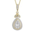 LADIES PENDANT 1/6 CT ROUND/BAGUETTE DIAMOND 10K YELLOW GOLD