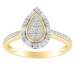 LADIES RING 1/3 CT ROUND/BAGUETTE DIAMOND 10K YELLOW GOLD