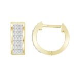 LADIES HOOPS 1/4 CT BAGUETTE DIAMOND 10K YELLOW GOLD