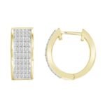 LADIES HOOPS 1/2 CT BAGUETTE DIAMOND 10K YELLOW GOLD