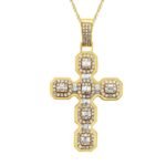 MEN'S CROSS 3 1/4 CT ROUND/BAGUETTE DIAMOND 14K YELLOW GOLD