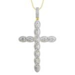 MEN'S CROSS 3 1/5 CT ROUND/BAGUETTE DIAMOND 10K YELLOW GOLD