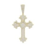 MEN'S CHARM 3 1/2 CT ROUND DIAMOND 14K YELLOW GOLD