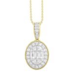 LADIES PENDANT 1/2 CT ROUND/BAGUETTE DIAMOND 10K YELLOW GOLD