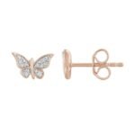 LADIES EARRING 1/20 CT ROUND DIAMOND 10K ROSE GOLD