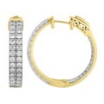 LADIES HOOPS 3 CT ROUND DIAMOND 10K YELLOW GOLD