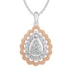LADIES PENDANT 1/4 CT ROUND DIAMOND 10K WHITE/ROSE GOLD