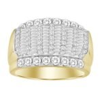 MEN'S RING 2 CT ROUND/BAGUETTE DIAMOND 10K YELLOW GOLD