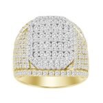 MEN'S RING 4 CT ROUND DIAMOND 10K YELLOW GOLD