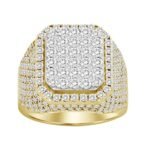 MEN'S RING 4 1/4 CT ROUND DIAMOND 10K YELLOW GOLD