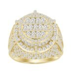 MEN'S RING 5 1/6 CT ROUND DIAMOND 10K YELLOW GOLD