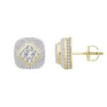UNISEX EARRINGS 1 CT ROUND DIAMOND 10K YELLOW GOLD