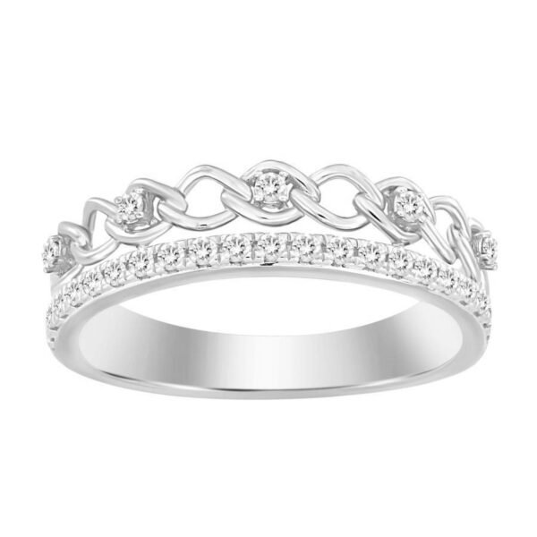 LADIES STACKABLE BAND 1/5 CT ROUND DIAMOND 10K WHITE GOLD