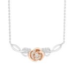 LADIES NECKLACE 1/10 CT ROUND DIAMOND 10K WHITE/ROSE GOLD