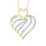LADIES NECKLACE 1/4 CT ROUND DIAMOND 10K YELLOW GOLD