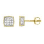 MEN'S EARRING 1/6 CT ROUND DIAMOND 10K YELLOW GOLD
