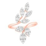 LADIES RING 1/2 CT ROUND/BAGUETTE DIAMOND 10K ROSE GOLD
