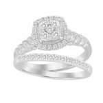 LADIES BRIDAL RING SET 1/2 CT ROUND DIAMOND 10K WHITE GOLD
