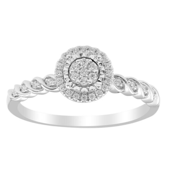 LADIES RING 1/6 CT ROUND DIAMOND 10K WHITE GOLD