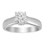 LADIES RING 1/2 CT ROUND DIAMOND 10K WHITE GOLD