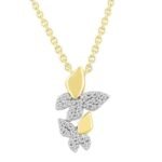 LADIES NECKLACE 1/6 CT ROUND DIAMOND 10K YELLOW GOLD