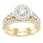 LADIES BRIDAL RING SET 1/2 CT ROUND DIAMOND 14K YELLOW GOLD