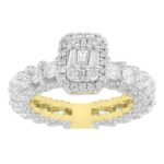 LADIES RING 3 CT ROUND/BAGUETTE DIAMOND 14K YELLOW GOLD