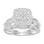 LADIES BRIDAL RING 1 CT ROUND DIAMOND 14K WHITE GOLD