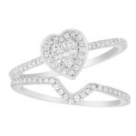 LADIES BRIDAL RING SET 1/3 CT ROUND/BAGUETTE DIAMOND 10K WHITE GOLD