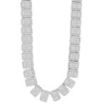 MEN'S NECKLACE 14 1/3 CT ROUND/BAGUETTE DIAMOND 10K WHITE GOLD