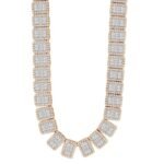 MEN'S NECKLACE 14 1/3 CT ROUND/BAGUETTE DIAMOND 10K ROSE GOLD