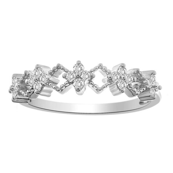LADIES STACKABLE BAND 1/6 CT ROUND DIAMOND 10K WHITE GOLD