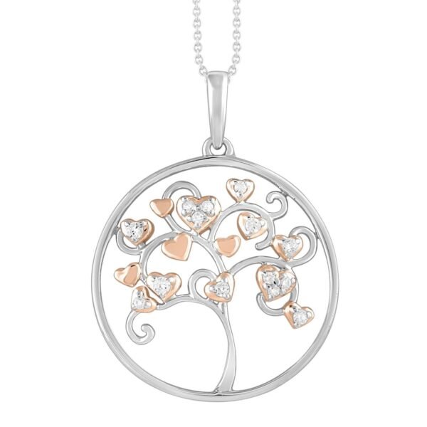 LADIES PENDANT 1/10 CT ROUND DIAMOND 10K WHITE/ROSE GOLD