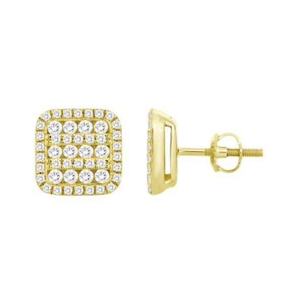 UNISEX EARRINGS 1 CT ROUND DIAMOND 10K YELLOW GOLD