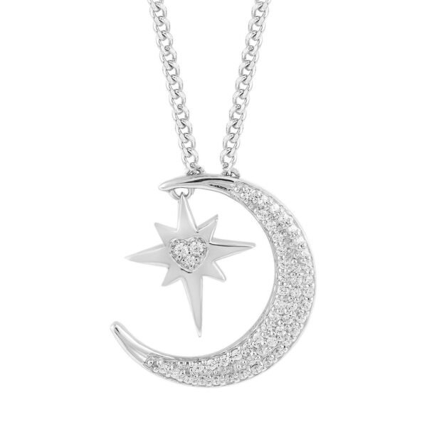 LADIES NECKLACE 1/6 CT ROUND DIAMOND 10K WHITE GOLD