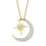 LADIES NECKLACE 1/6 CT ROUND DIAMOND 10K YELLOW GOLD