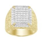 MEN'S RING 1 CT ROUND/BAGUETTE DIAMOND 10K YELLOW GOLD