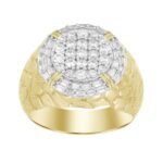MEN'S RING 1 CT ROUND/BAGUETTE DIAMOND 10K YELLOW GOLD
