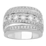MEN'S BANDS 3 CT ROUND/BAGUETTE DIAMOND 10K WHITE GOLD